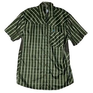 Club Ride Mens New West Shirt M Pearl Snap Bike Vented Pockets Green Barbed Wire